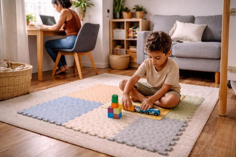 Tapetes sensoriais infantis em casas com espaço reduzido